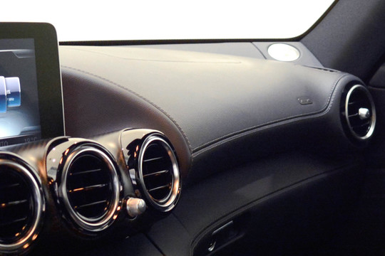 Leather upper section of dashboard