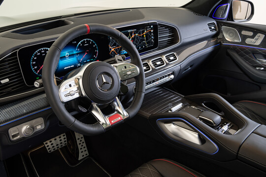 Leather upper section of dashboard