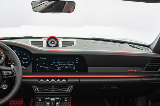 Leather upper section of dashboard